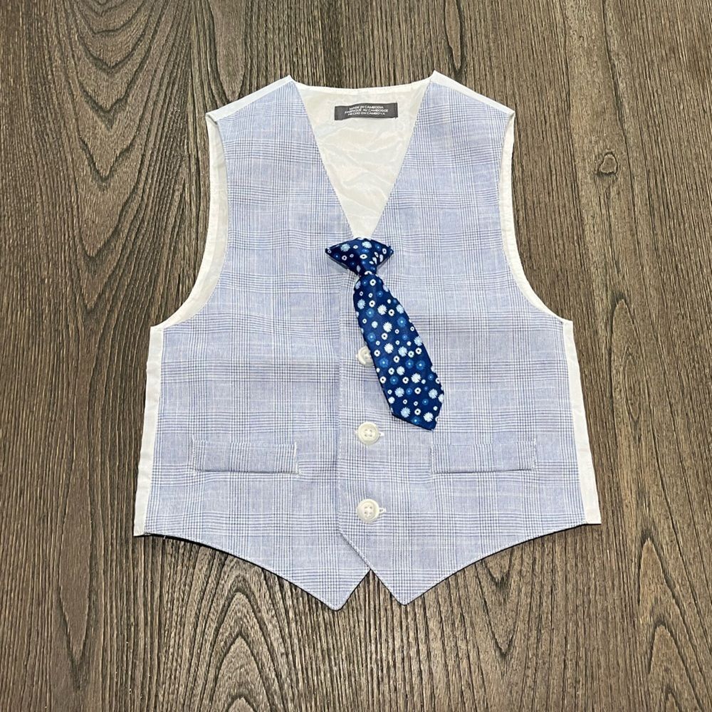 Van Heusen Formal Boys Blue Suit Vest with Tie Size 4T